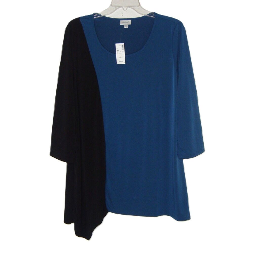 NEW! Avenue Women's Colorblock Liquid Knit 3/4 Sleeve Tunic Blouse